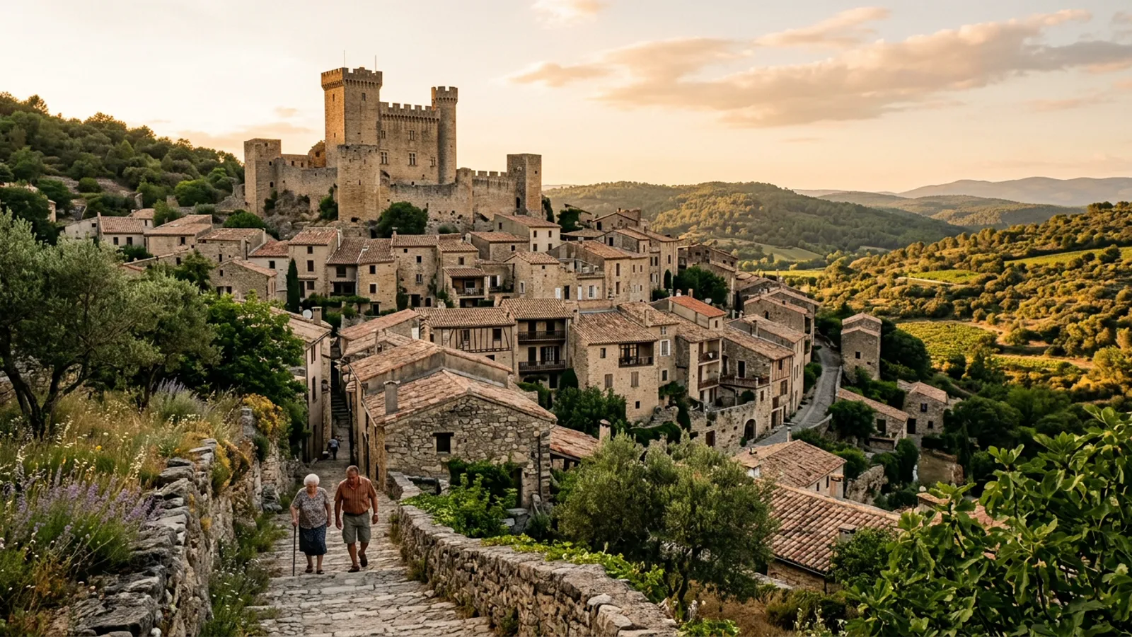 Donjon et village médiéval de Soubès en région Occitanie